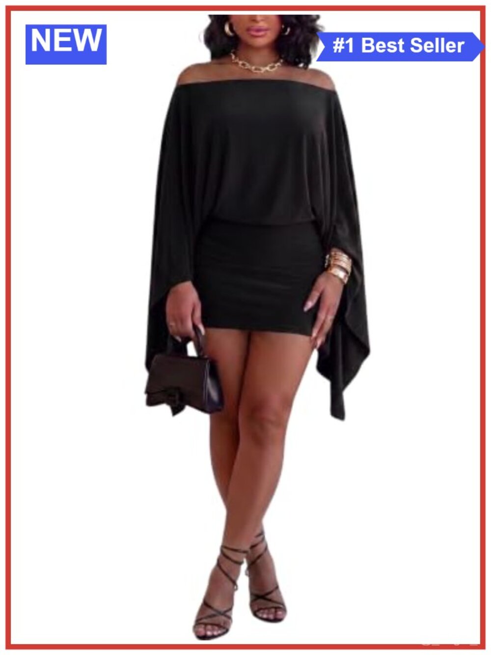 Women's Off Shoulder Batwing Mini Bodycon Party Club Dress